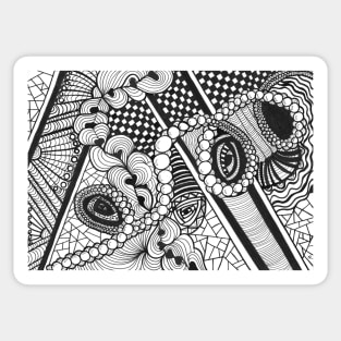 Abstract Hand Draw monochrome with circles Sticker